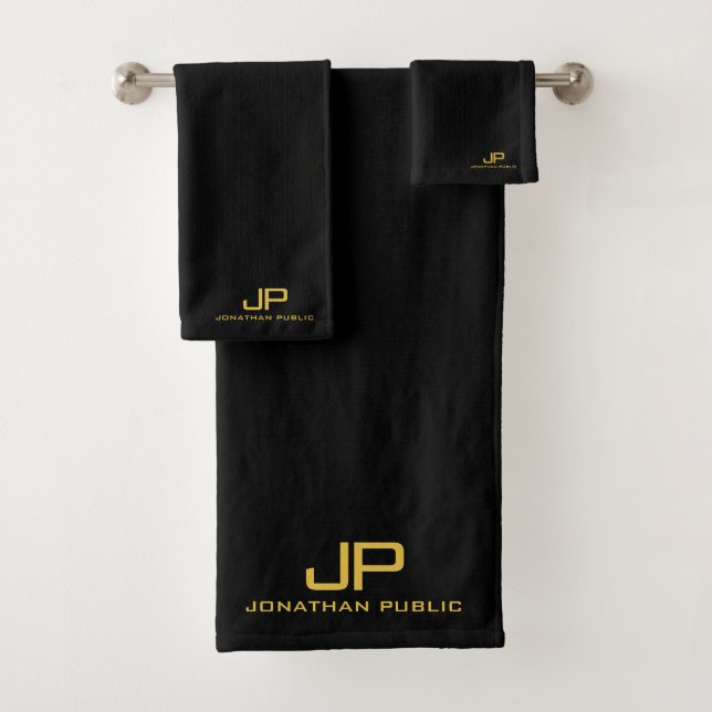 Personalizado Oro Nombre inicial Monograma Negro P (In situ)