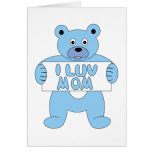 Personalizado Oso Azul Luv Mamá (Amo A Mamá)