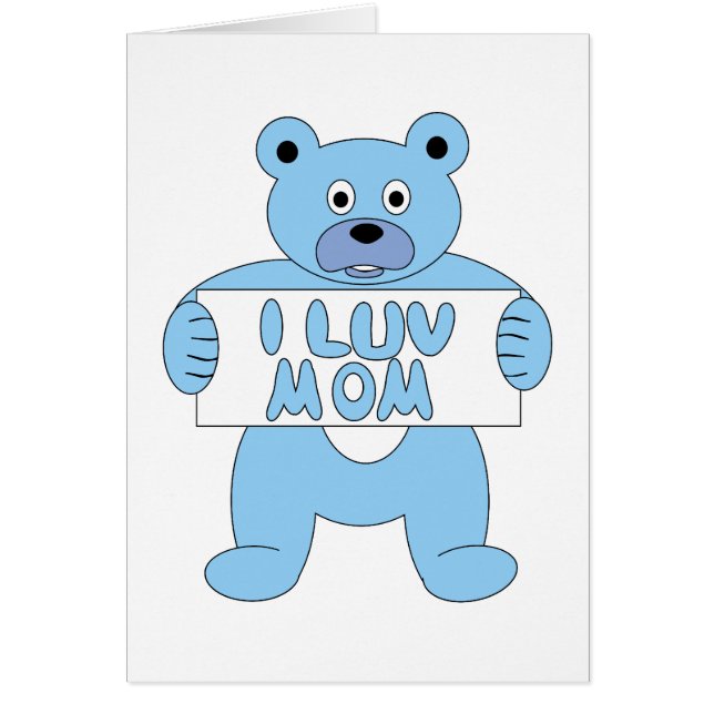 Personalizado Oso Azul Luv Mamá (Amo A Mamá) (Frente)