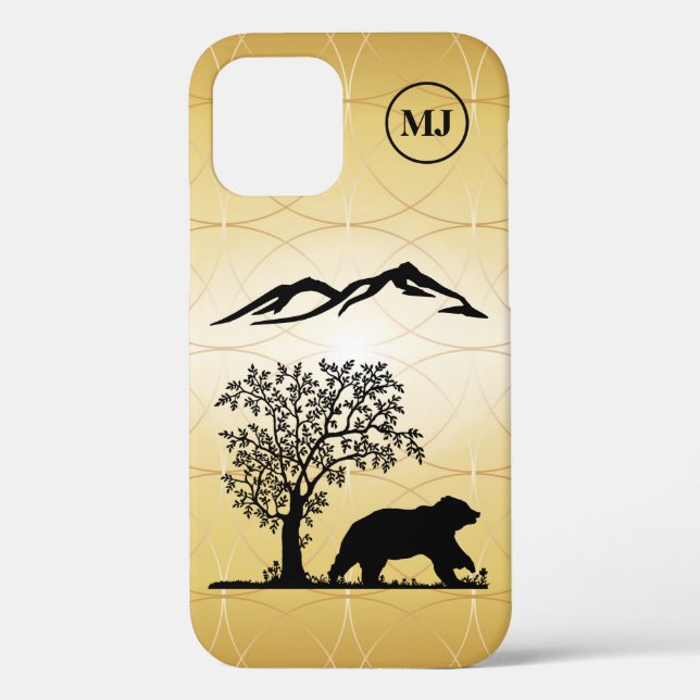 Personalizado Oso Silhouette Apple iPhone 12 Funda (Reverso )
