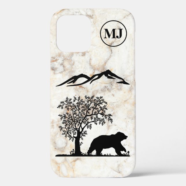 Personalizado Oso Silhouette Apple iPhone 12 Funda (Reverso )