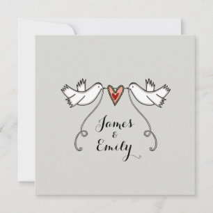 Personalizado palomas blancas adoran la invitación