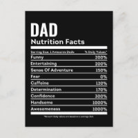 Personalizado Papá Nutrición Hechos Funny Tarjeta 