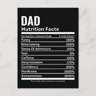 Personalizado Papá Nutrición Hechos Funny Tarjeta 