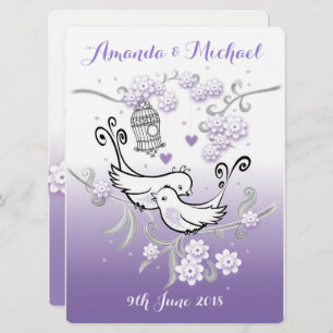 Personalizado Pastel Aves Amantes Invitación a una