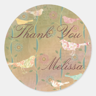 Personalizado Pastel Flower Birds Pegatina