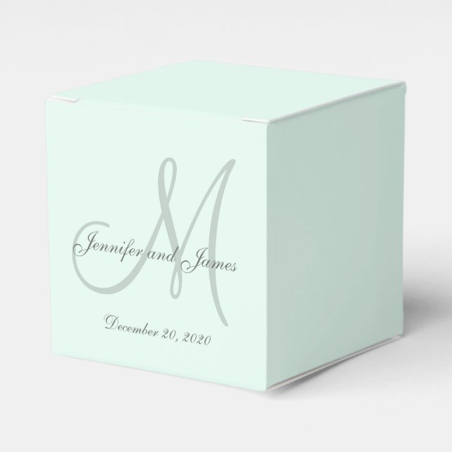 Personalizado Pastel Mint Coloreado Monograma Caja (Costado Anverso)