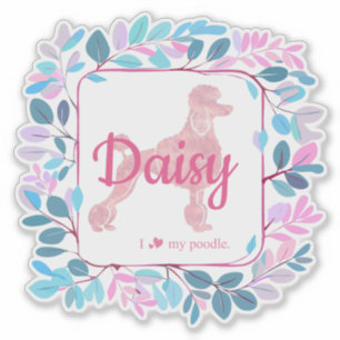 Personalizado Pastel Pink Poodle Pegatina de silue