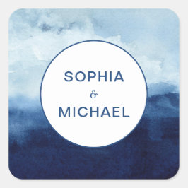 Personalizado Pegatina Bride Groom Name Blue Water