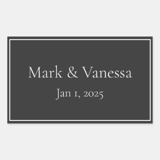 Personalizado Pegatina de fecha y nombre negro