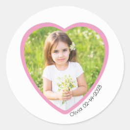 Personalizado Pegatina de foto de corazón rosado -