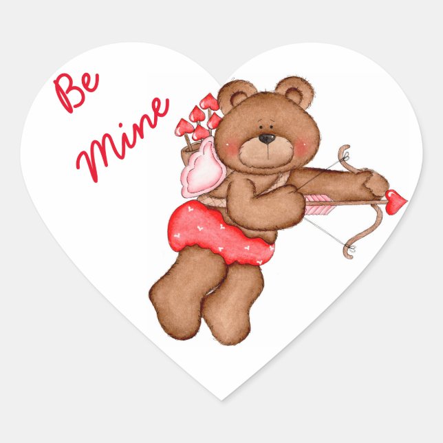 Personalizado Pegatina del corazón/Be Mine Bear (Anverso)