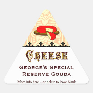 Personalizado Pegatina del triángulo del queso cas