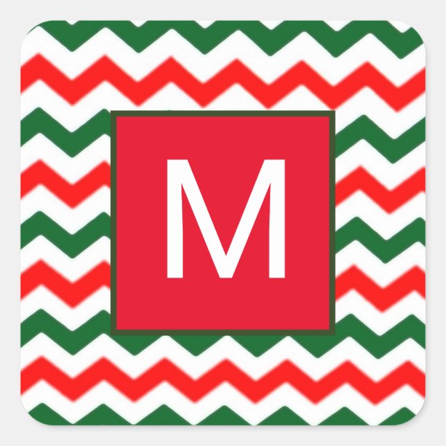 personalizado pegatina inicial verde y rojo (Anverso)