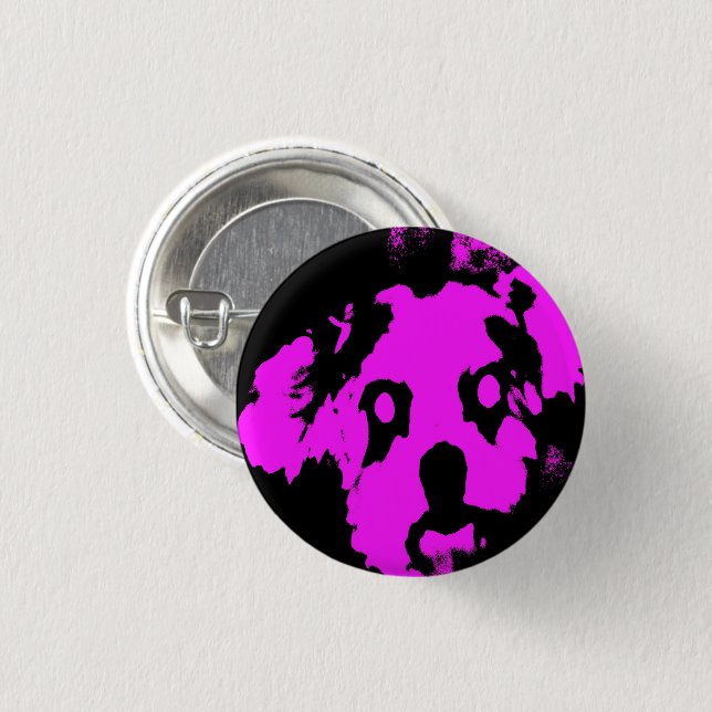 Personalizado Perro negro rosado botón redondo peq (Anverso y reverso)