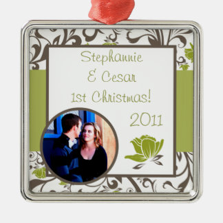 Personalizado personalizado ornamento verde floral