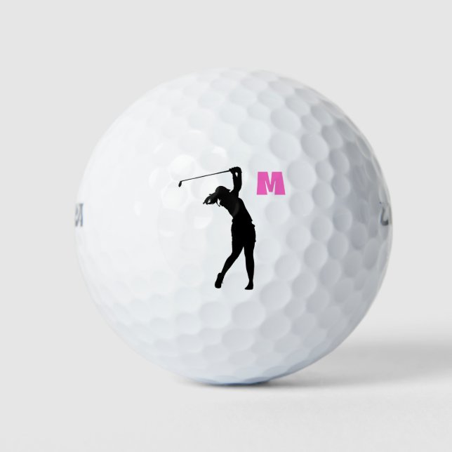 Personalizado personalizado rosa Monograma Bolas d (Anverso)