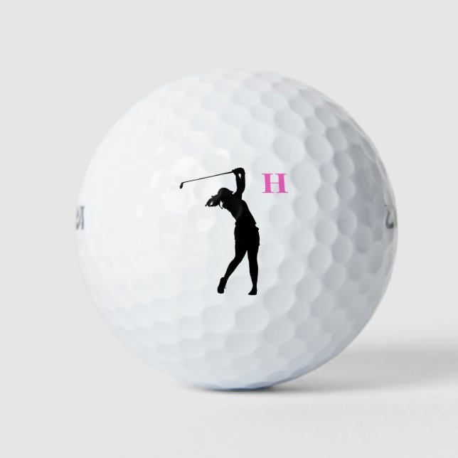 Personalizado personalizado rosa Monograma Bolas d (Anverso)