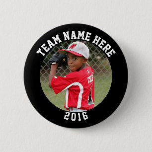 Personalizado Photo Sports pin / botón con nombre 