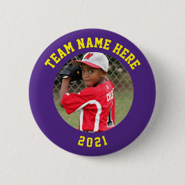 Personalizado Photo Sports pin / botón con nombre 