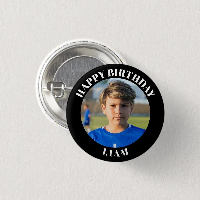 Personalizado Photo Sports pin / botón con nombre  (Anverso y reverso)