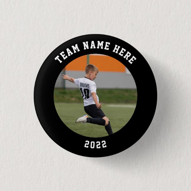 Personalizado Photo Sports pin / botón con nombre  (Anverso)