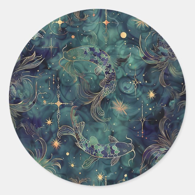 Personalizado Pisces Astrología Pegatina Sello (Anverso)