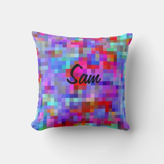 Personalizado - Píxel púrpura Cojín decorativo (Anverso)