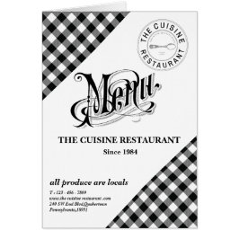 Personalizado Plaid Restaurant Menu Card