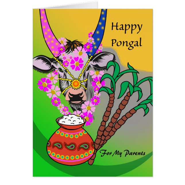 Personalizado Pongal para padres, agrega tu texto, (Frente)