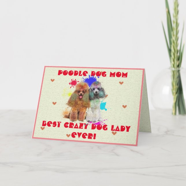 Personalizado Poodle Mom Dog Mejor Loco Tarjeta de (Anverso)