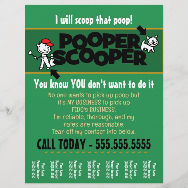 PERSONALIZADO Pooper Scooper volante de hoja de lá (Frente)