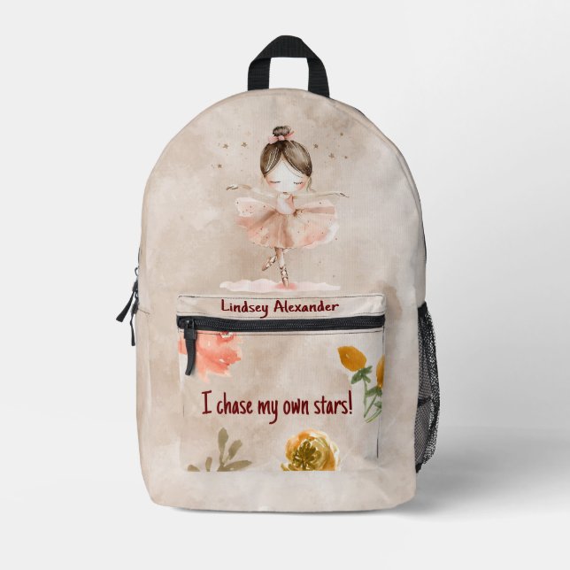 Personalizado positivo Chica Ballerina Mochila imp (Anverso)