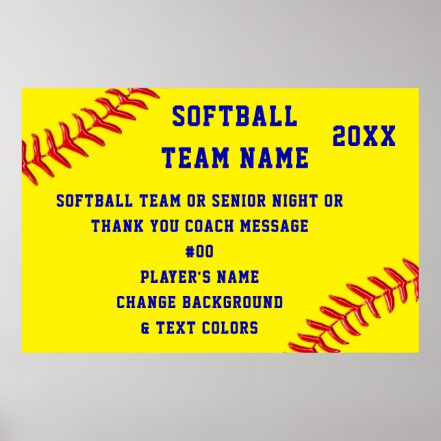 Personalizado, Posters de Softball, Senior de Soft (Frente)