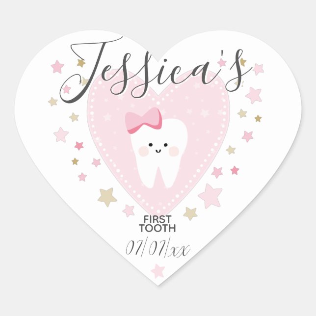 Personalizado Primer Pegatina del corazón de bebé  (Anverso)
