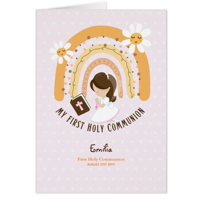 Personalizado Primero Comunión Santa Chica de pelo (Frente)