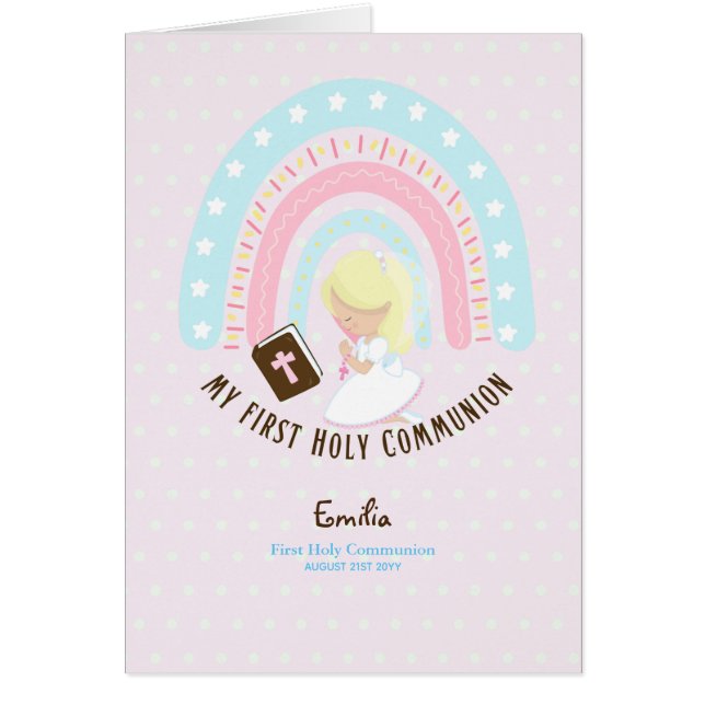 Personalizado Primero Comunión Santa Cute Blonde C (Frente)