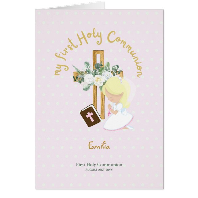 Personalizado Primero Comunión Santa Cute Blonde C (Frente)
