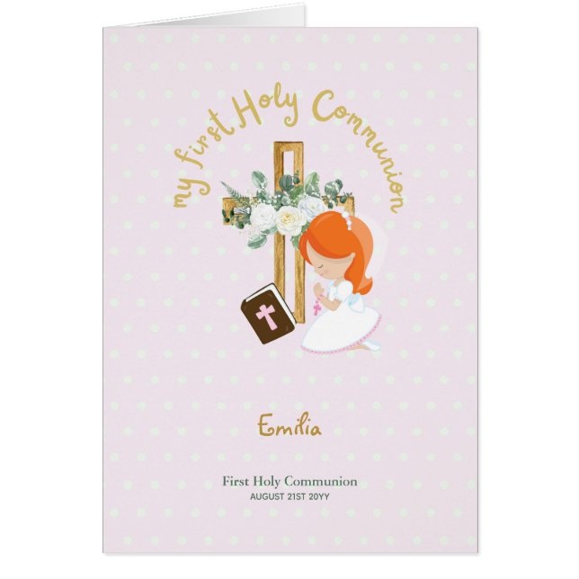Personalizado Primero Santa Comunión Cute Chica de (Frente)