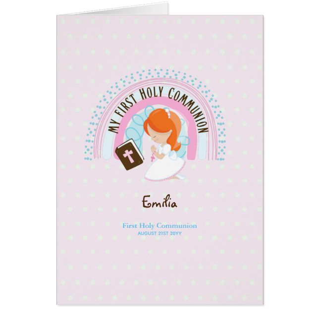 Personalizado Primero Santa Comunión Cute Chica de (Frente)