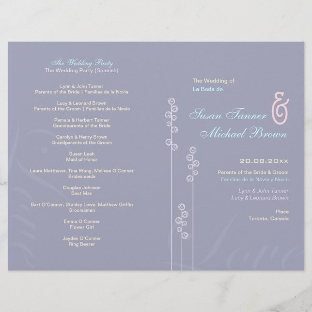 :: personalizado: Programa de Bodas Hollyhock y Am (Anverso)