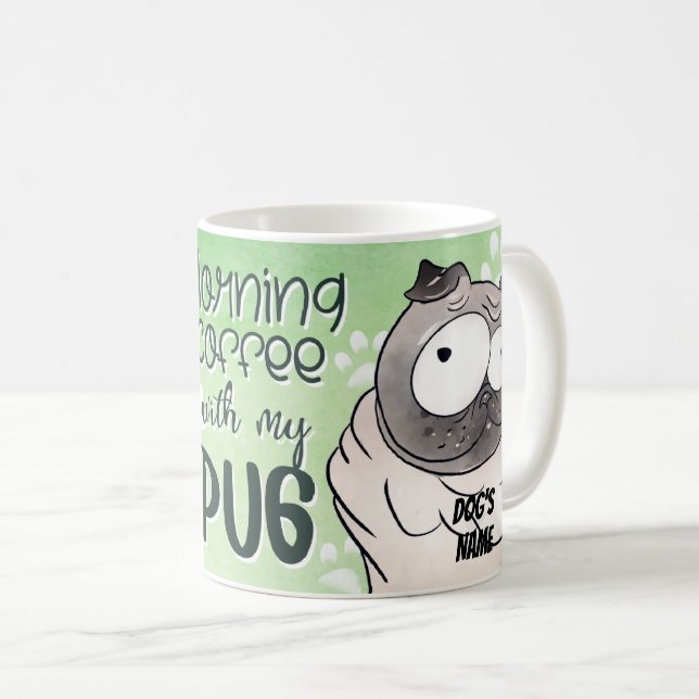 Personalizado Pug Perro Mascota Café Mug, Copa (Anverso derecho)