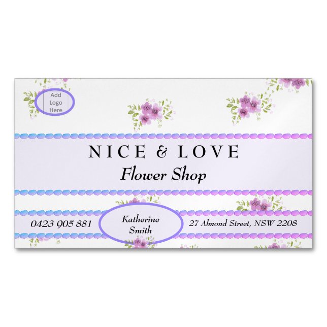 Personalizado Purple Flowers Comprar imán de tarje (Anverso)