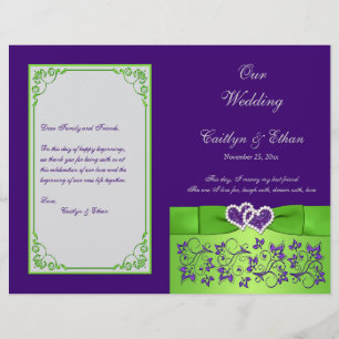 Personalizado Púrpura, Lime, Programa de Bodas Gri