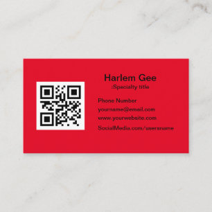 Personalizado QR Code tarjeta de visita roja moder