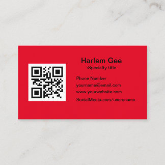 Personalizado QR Code tarjeta de visita roja moder