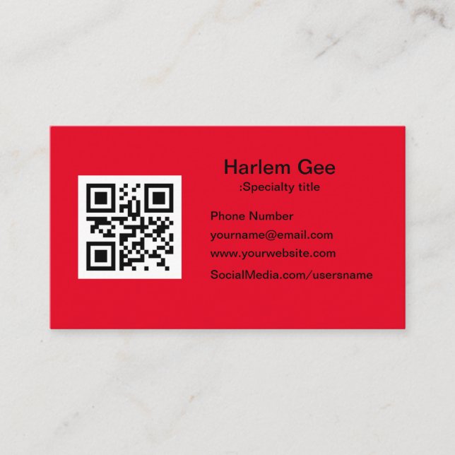 Personalizado QR Code tarjeta de visita roja moder (Anverso)
