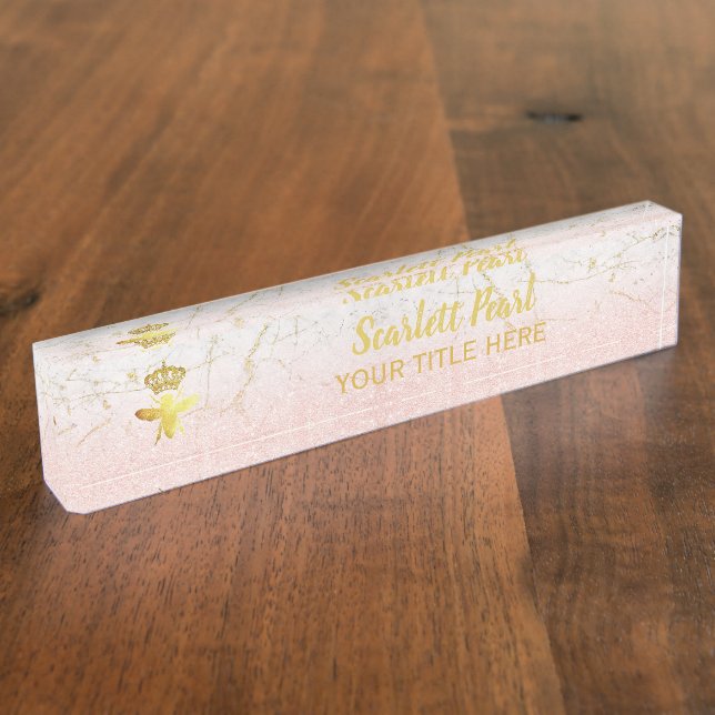 Personalizado QUEEN BEE Rosa Titular de la placa d (Lateral)