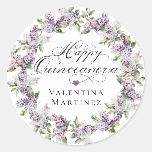 Personalizado Quinceanera Sello para sobres Purple (Anverso)