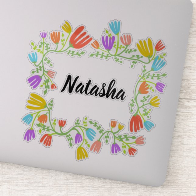 PERSONALIZADO Rainbow FLoral Pegatina (Detalle)